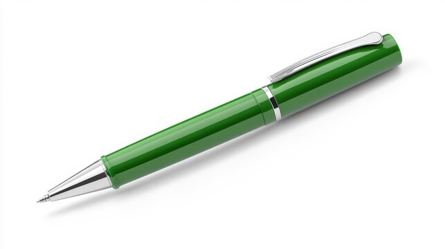 Elegant Green Pen with Chrome Accents Generative AI