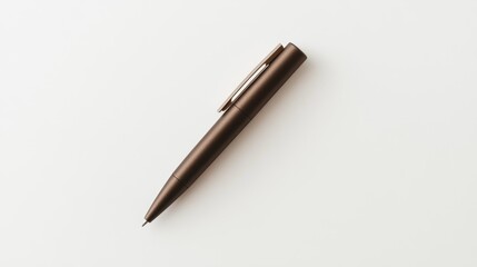 Minimalist Brown Metal Pen on White Background Generative AI