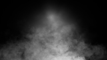 Abstract smoke misty fog on isolated black background. Texture overlays. Paranormal mystic smoke, clouds for movie scenes