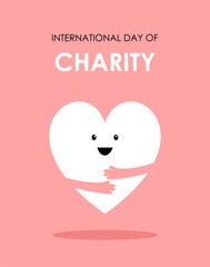 International Day of Charity. Cute heart. Greeting card, banner, poster. Vector illustration
