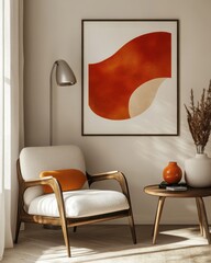 Interior design of living room featuring minimalist color palette