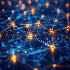 Fototapeta premium Abstract network of glowing connections with vibrant lights. Perfect for technology, digital, and futuristic themes.