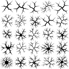 Intricate black and white snowflakes on a white background