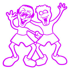 2 Waving Guys Men Crew Friends Two Team Music DJ Headphone Sunglasses Party Night Dancing Clubber Raver Comic Humor Cartoon Cool Fun Sound Disco Club Festival Band Concert Techno Raving Discothek Love