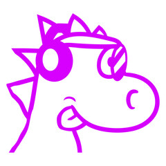 Obraz premium Cute Dinosaur Dino From Side Face Head Music DJ Headphone Sunglasses Party Night Dancing Clubber Raver Comic Humor Cartoon Cool Fun Sound Disco Club Festival Band Concert Techno Raving Discothek Love