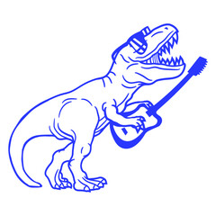 Fototapeta premium Dinosaur T. Rex Dino Guitar Playing Music DJ Headphone Sunglasses Party Night Dancing Clubber Raver Comic Humor Cartoon Cool Fun Sound Disco Club Festival Band Concert Techno Raving Discothek Love