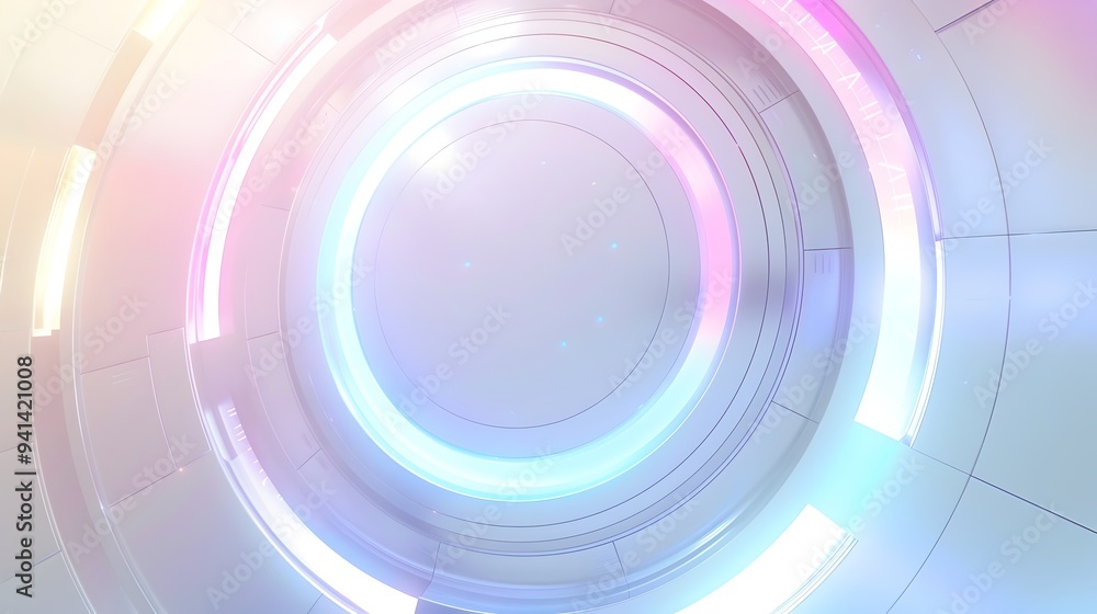 Aufkleber mesmerizing futuristic circular lights backdrop with glowing spectrum gradient effects