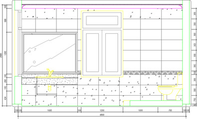 Vector sketch illustration silhouette design drawing of private bathroom interior details