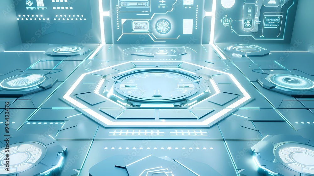 Aufkleber futuristic holographic interface with abstract digital displays and virtual controls