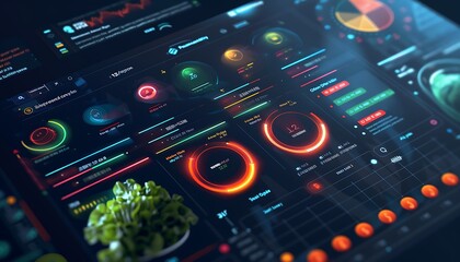 Closeup of Nutritional Data Hub Dashboard with Real-Time Analysis and Detailed Breakdown