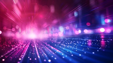 Obraz premium Vibrant Neon Lights and Futuristic Digital Motion Background with Glowing,Shimmering Patterns