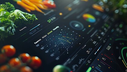 Closeup of Nutritional Data Hub Dashboard with Real-Time Analysis and Detailed Breakdown