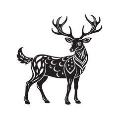 Realistic Deer Silhouette Vector Illustration.