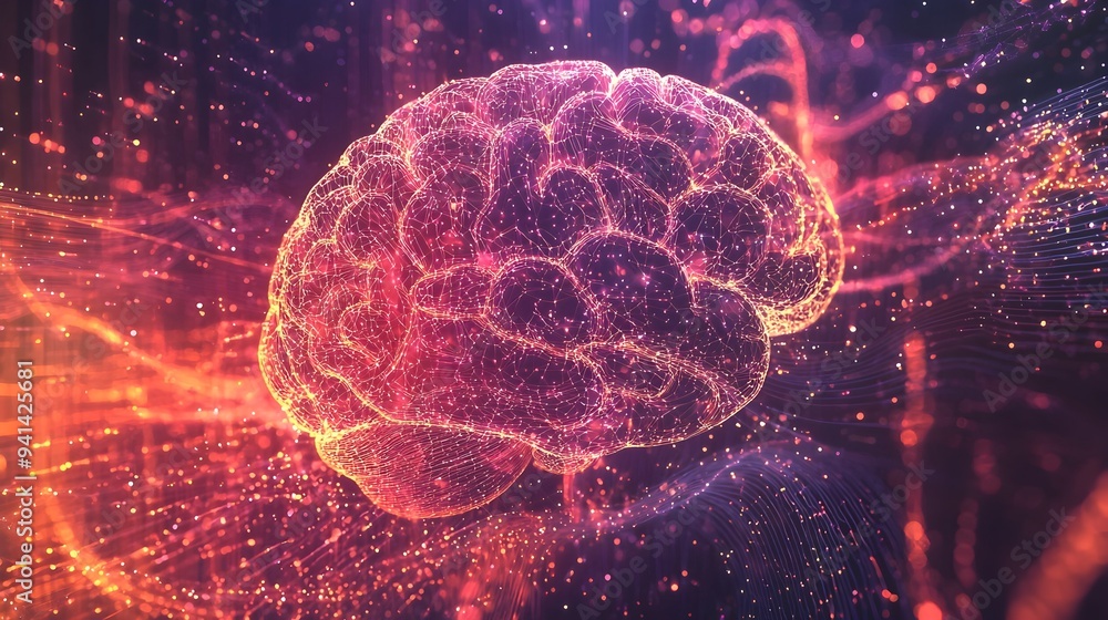 Aufkleber abstract neural pathways depicting sound perception and the mind's connection