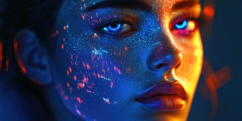 Futuristic Glowing Face Mask with Digital Stars