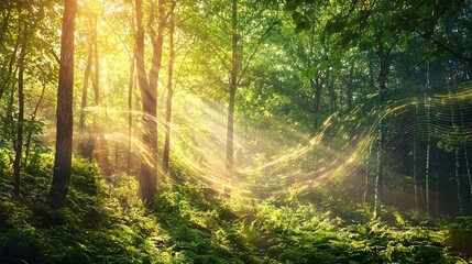 Obraz premium Nature-Inspired Sound Waves Blending into Lush Forested Landscape