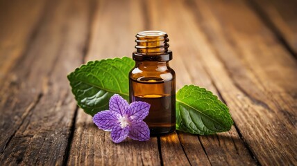 a small bottle of patchouli essential oil isolated background