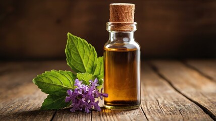 a small bottle of patchouli essential oil isolated background
