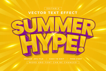 Summer Hype 3D vector text effect with editable light