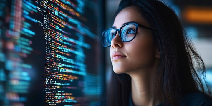 woman with code - neobrokerage concept 