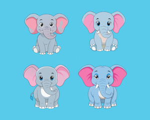 drawings of colorful cartoon elephent vector. 