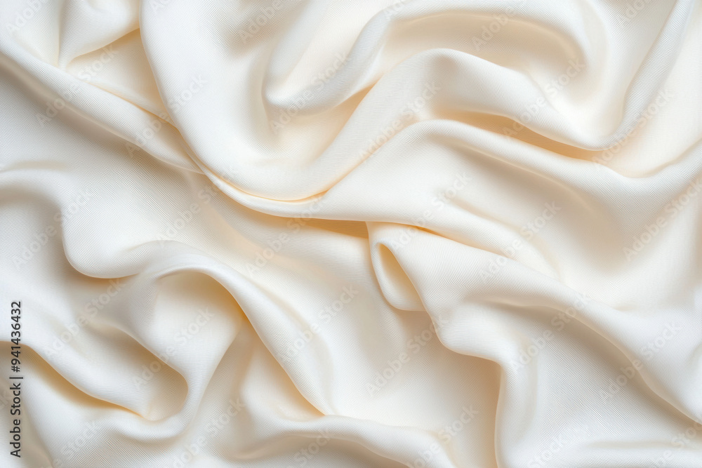 Poster close-up of smooth and elegant white silk fabric with soft folds, creating a luxurious and sophistic