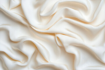 Obraz premium Close-up of smooth and elegant white silk fabric with soft folds, creating a luxurious and sophisticated texture.