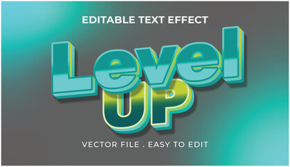 level up typography Editable text effect 3d Traditional Cartoon template style premium vector	