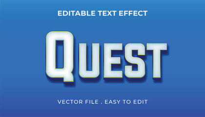 quest typography Editable text effect 3d Traditional Cartoon template style premium vector	