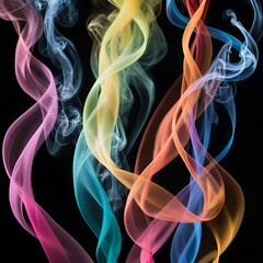 Naklejka premium Ribbons of colorful smoke dancing upwards
