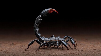 A scorpion's tail striking skin, capturing the precise moment of the sting and sharp pain