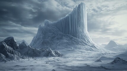 Ice throne with a winter snowy landscape.