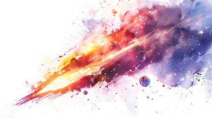 Meteor Space Element Watercolor Style