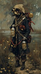 Fototapeta premium Post Apocalyptic Explorer in Nature - Digital Art