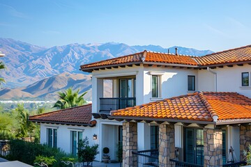 Scenic Mountain View from a Beautiful Mediterranean-Style Home