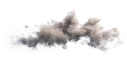 CG Floating Cloud of Dust Particles: A diffuse cloud of tiny CG dust particles, softly lit and suspended in mid-air on a white background.
