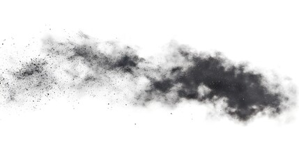 Obraz premium CG Floating Cloud of Dust Particles: A diffuse cloud of tiny CG dust particles, softly lit and suspended in mid-air on a white background. 