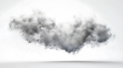 CG Floating Cloud of Dust Particles: A diffuse cloud of tiny CG dust particles, softly lit and suspended in mid-air on a white background.
