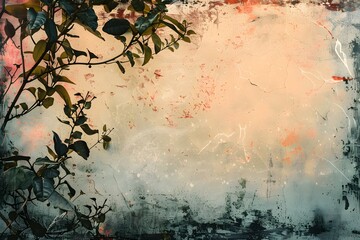 Serene Nature-Inspired Background with Subtle Textures and Leafy Accents