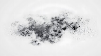 CG Floating Cloud of Dust Particles: A diffuse cloud of tiny CG dust particles, softly lit and suspended in mid-air on a white background.
