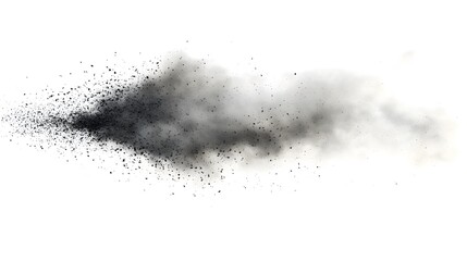 Fototapeta premium CG Floating Cloud of Dust Particles: A diffuse cloud of tiny CG dust particles, softly lit and suspended in mid-air on a white background. 