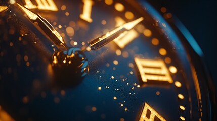 Abstract close-up of a glowing clock face with hands barely touching the numbers, soft warm lighting, representing the preciousness of each moment