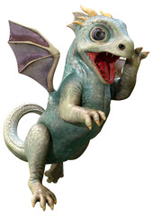 3D Rendering Fairy Tale Dragon on White