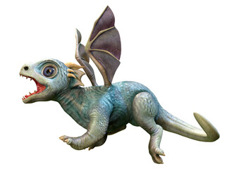 3D Rendering Fairy Tale Dragon on White