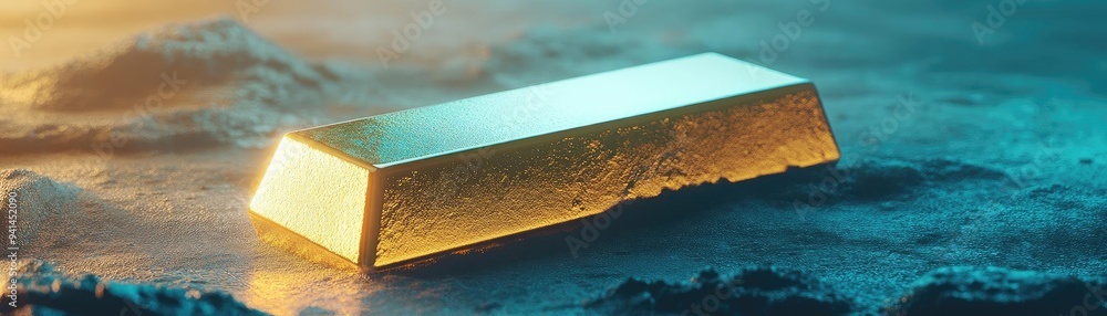 Aufkleber a shiny gold bar resting on a textured surface, reflecting light and symbolizing wealth and luxury i