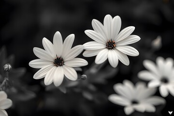 Elegant White Flowers Against a Dark Background