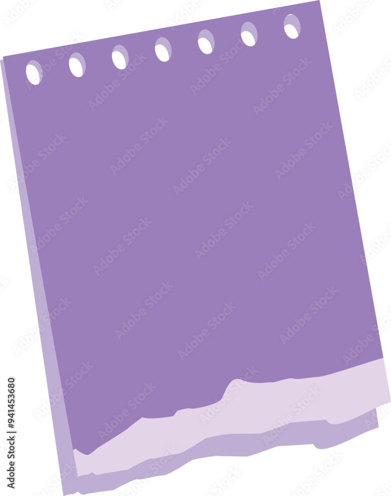 Aufkleber blank purple notepad paper with a torn bottom edge is floating