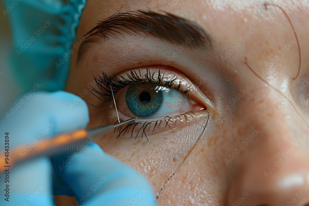 Poster close-up of an eye procedure with precision tools and focused care