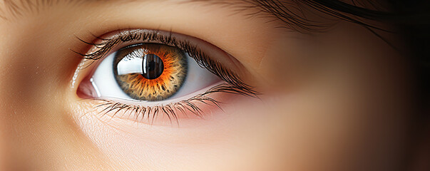 Close-up of a captivating eye highlighting vibrant orange and brown hues during daylight