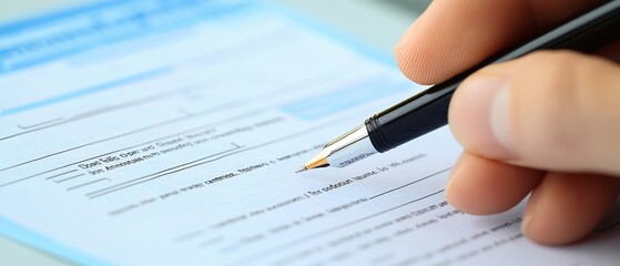 Signing A Document With A Fountain Pen